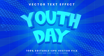 Youth Day 3d editable text style Template 3d text effect challenge cheerful decorative dream education empowering entertainment future glowing text goal graphic design illustration innovation international youth day raise voice vector text mockup young people youth youth day text effect