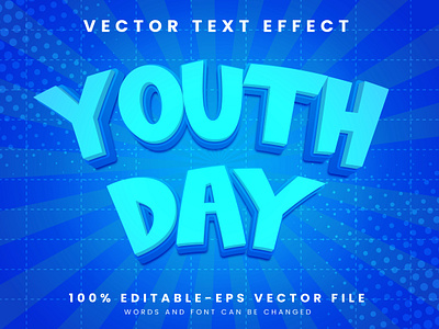 Youth Day 3d editable text style Template 3d text effect challenge cheerful decorative dream education empowering entertainment future glowing text goal graphic design illustration innovation international youth day raise voice vector text mockup young people youth youth day text effect