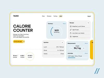 Calorie Counter Website calorie dashboard design health healthcare interface landing landing page platform product design track ui ux web web interaction web ui website