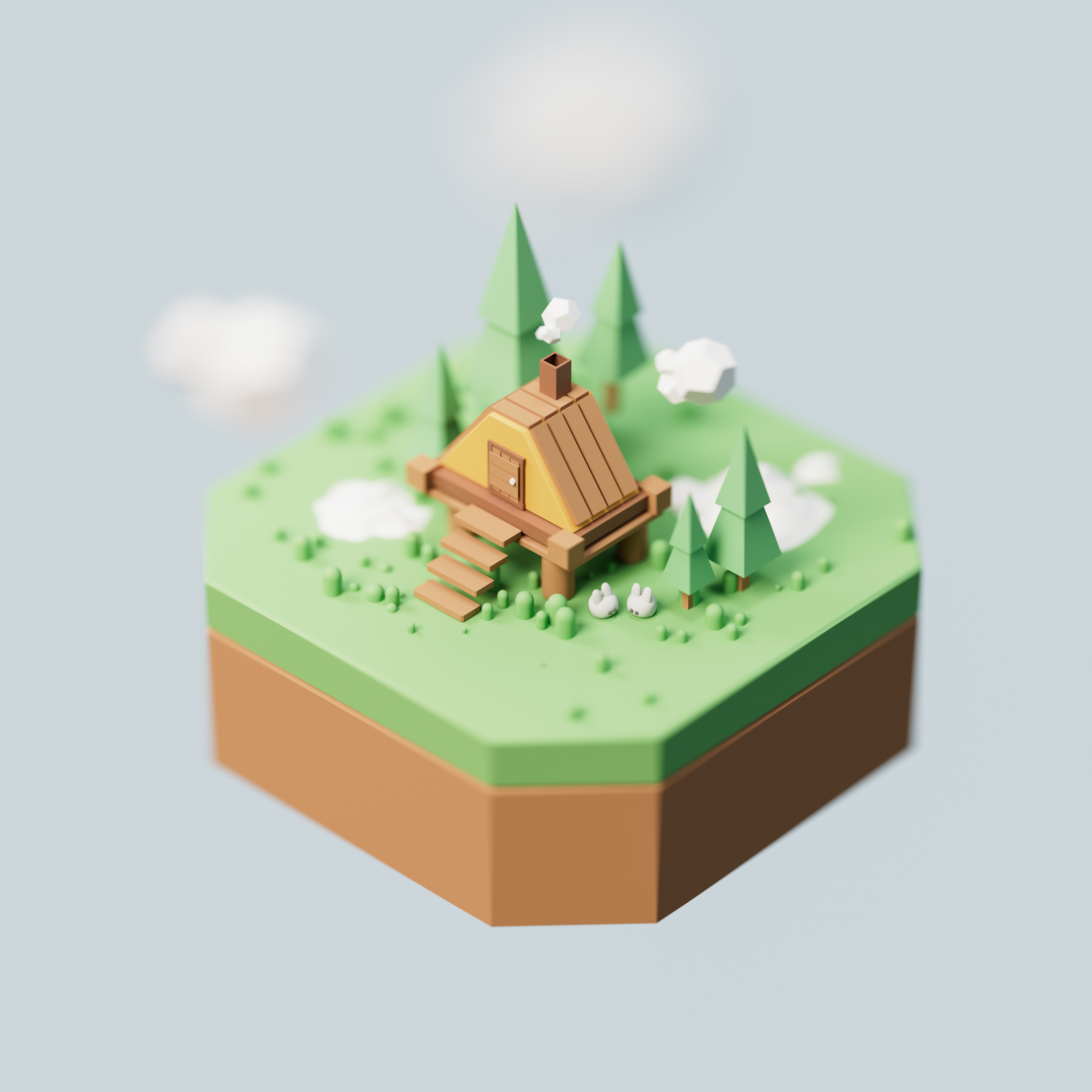Low-poly Cute House 3d 3d illustration blender c4d collection cute cute house cute planet house illustration isometric low poly lowpoly nft redshift render sketch