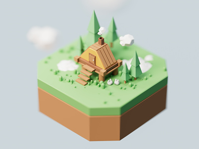 Low-poly Cute House 3d 3d illustration blender c4d collection cute cute house cute planet house illustration isometric low poly lowpoly nft redshift render sketch