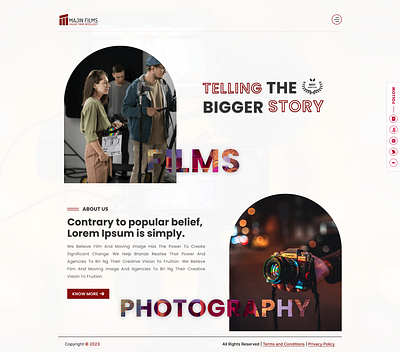 UI Design of Films & Photography website branding films photography website production ui ui design web design website