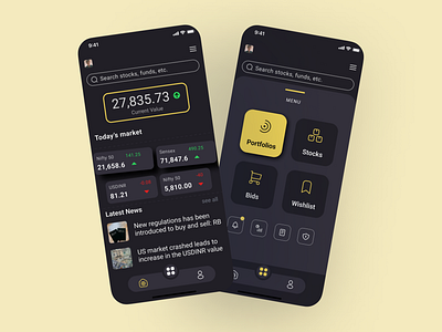Stock Market Trading App - UI Design ai design ui ux