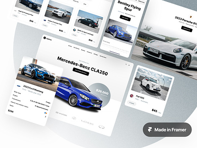 Car rental and auto dealership template for Framer auto auction car car rent dealer dealership framer graphic design inspiration landing page luxury cars nocode rentals responsive template theme webdesign website