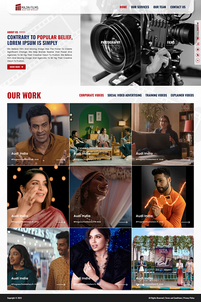 Film Production and Production Website UI Design film production photography ui ui design web design website design