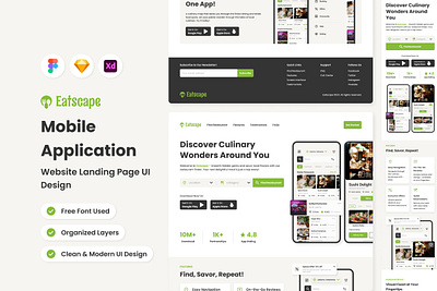 Eatscape - Mobile App Website Landing Page application apps design landing layout ui ux website