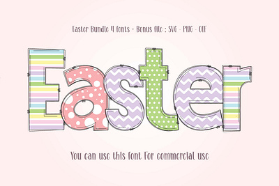 Easter Doodle Font, Easter Doodle alphabet, Easter font