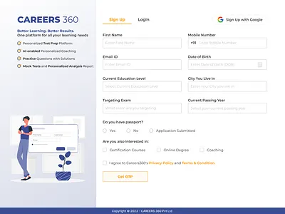 Signup and Login Page Web and mobile UI Design login mobile app signup ui website