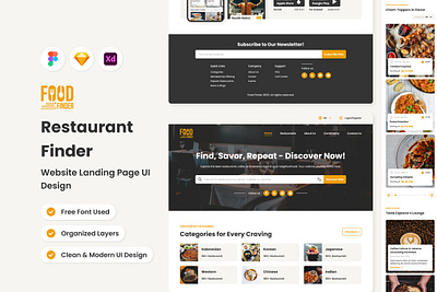 Food Finder - Restaurant Finder Website Landing Page application apps design landing layout ui ux website