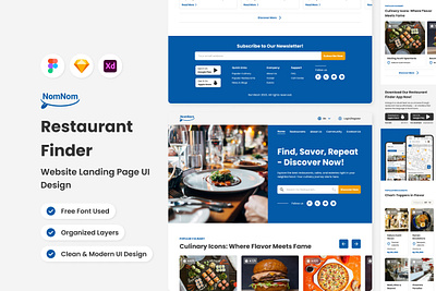 NomNom - Restaurant Finder Website Landing Page application apps design landing layout ui ux website