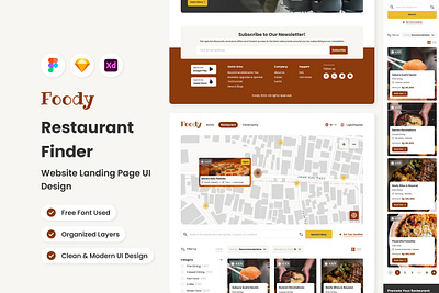 Foody - Restaurant Finder Website Landing Page application apps design landing layout ui ux website