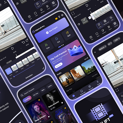 ClipCraft Pro - Ultimate Video Editing Mobile app 3d animation animation app bold design clean work creative inspiration creative tool design inspiration dribble best short editing app inspiration minimal page mobile startup ui design video animation video editing video editing app visual