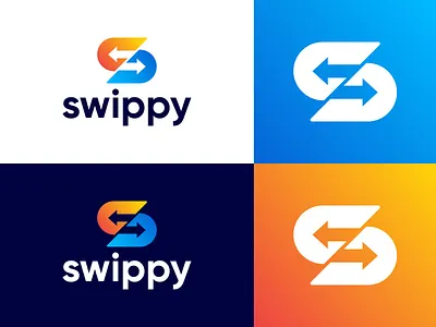 Swippy logo S letter + Swap Arrow Logo Designs 2 color logo 3d 99designs abstract logo alphabet arrow colorful colorful logo gradient logo lettermark logo modern logo overlap s arrow logo s letter logo s logo s swap logo s wordmark swap wordmark