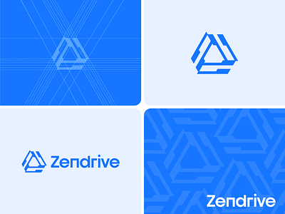 Zendrive abstract agency blue business logo data design gridlogo gridsystem logo logodesigner logogrid logomaker logos redesign science startup startuplogo tech techlogo triangle