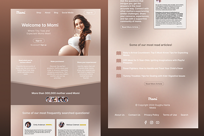 Mother's page, pregnant women page, UX UI design, Figma. design figma ui ux