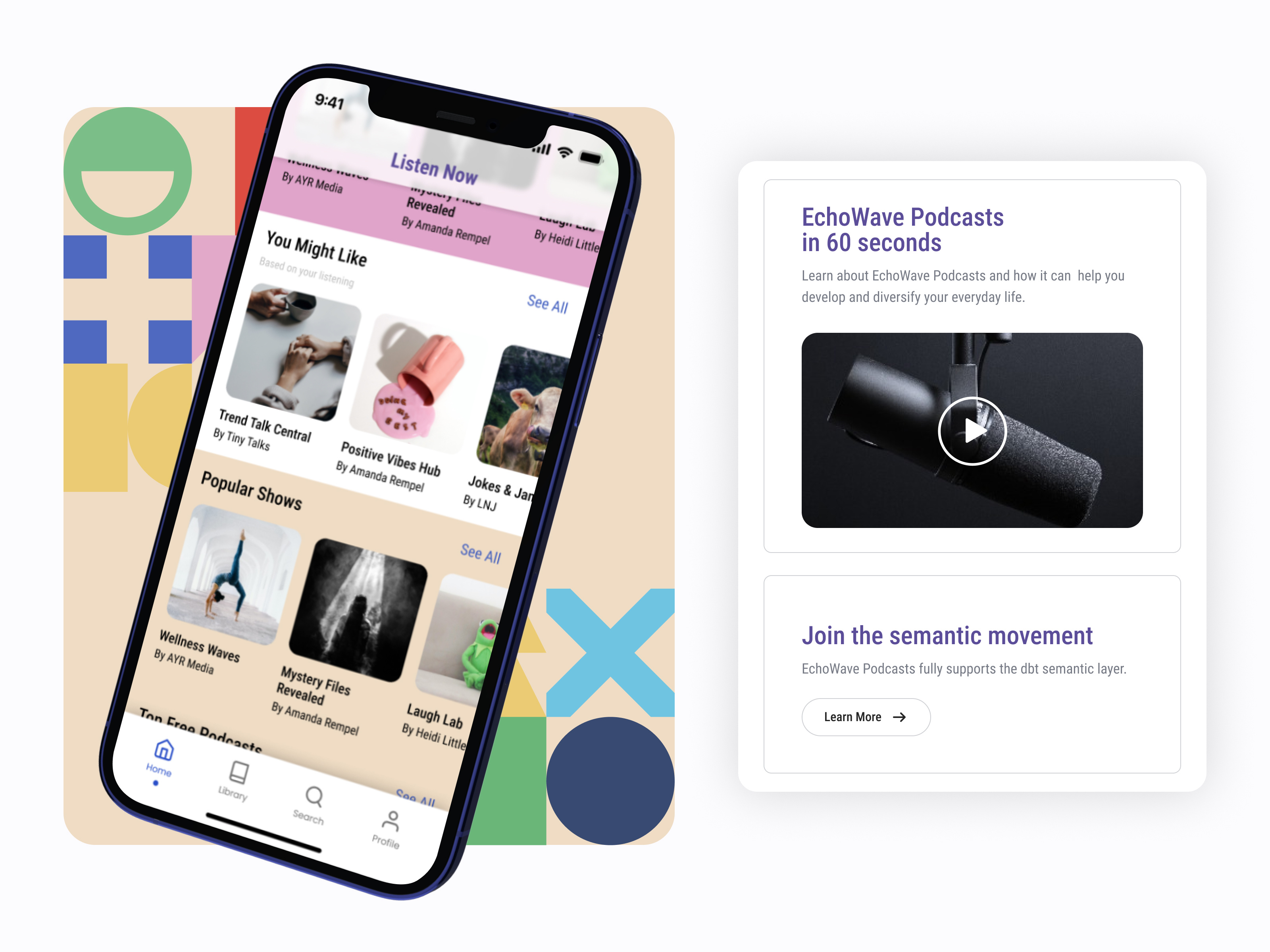 EchoWave - Podcast App agency app application branding design main page media minimal mobile app platform play player podcast podcasting ui ui design ux