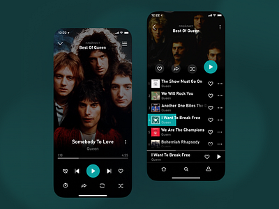 Music app concept app design misic app music player playlist queen song ui