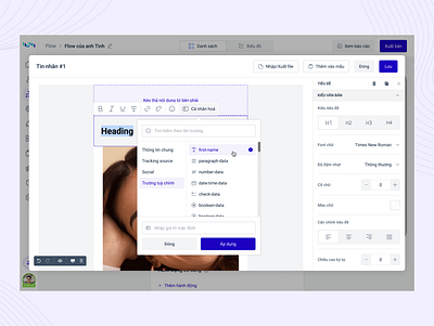 LadiFlow - Personalization Tags automation crm design editor email personalization tags ui