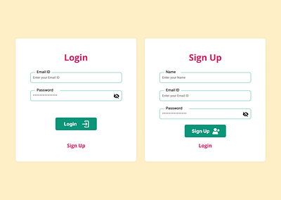 Login & Sign Up authentication design login register signup ui ux vector