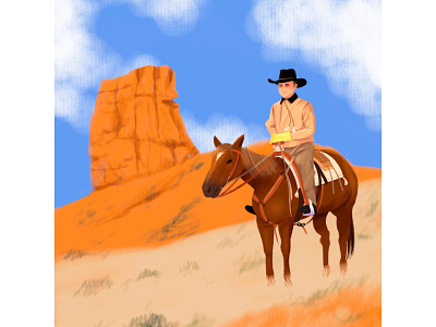 Cowboy Illustration made on Procreate badge branding cowboy desert design graphic design horse illustration illustrations kansas procreate study texas texture