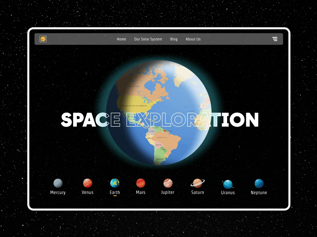 Space Exploration Animated Website 3d 3d animation animated website animation app branding design explore graphic design icon illustration logo minimal motion graphics space ui ux vector web website