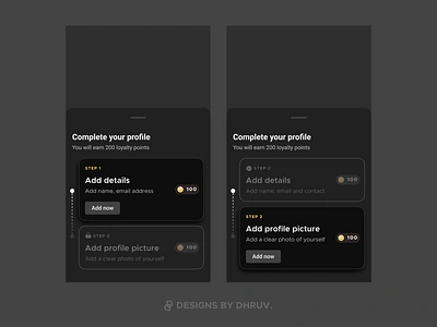 Bottom sheet : Dark mode black bottom sheet bottomsheet card cards dark dark mode dark ui disabled figma minimal mobileapp modal profile progress progressbar steps ui