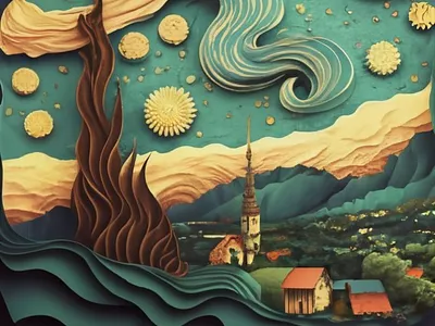 STARRY NIGHT 3d art artist design digital art famous graphic design home decor illustration interior painting van gogh wall art