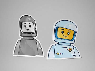 Lego stickers astronaut badge branding design graphic design icon icon set illustration lego logo nasa smile space spaceman spaceship sticker vector