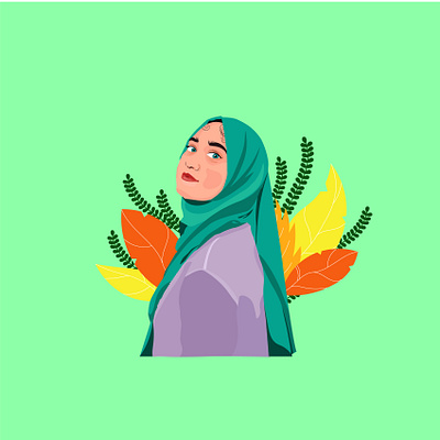 Woman Flat Illustration | Hijab Girl adobe adobeillustrator design figma flatillustartion ill illustartion illustration ui uidesign uidesigner uiux vectore