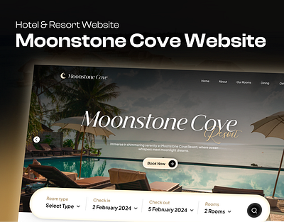 Hotel Website - Moonstone Cove Website beige design graphic design hotel landing landing page resort restaurant ui ui design website website design