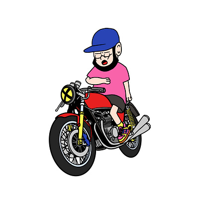 Turu. Old Champ. branding cafe racer cartoon cute cartoon illustration motorcyle turu always