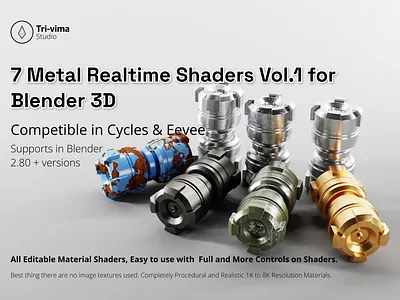 7 Metal Realtime Shaders Vol.1 3d 3d design 3d rendering blender material metal