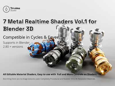 7 Metal Realtime Shaders Vol.1 3d 3d design 3d rendering blender material metal