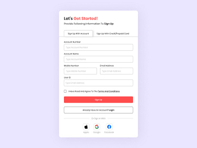 Bank Account Sign Up Form UI Design bank account figma form desing free templete free ui free ui design freebies graphic design interdace signup ui ui design user interface ux