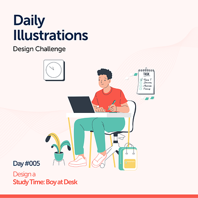 Study Time - Boy at Desk - SVG illustration design freesvg graphic design illustration svg svg illustration ui vector