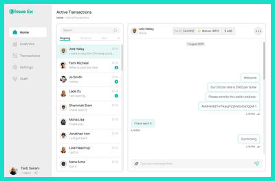 A chat based cryptocurrency exchange cryptocurrency dashboard design ui