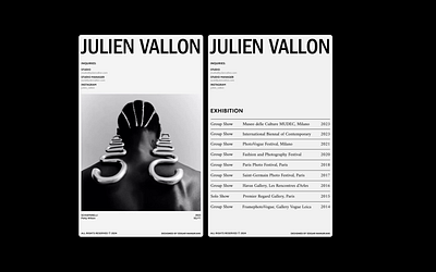 Julien Vallon black and white design landing page layout minimal photographer typography ux web