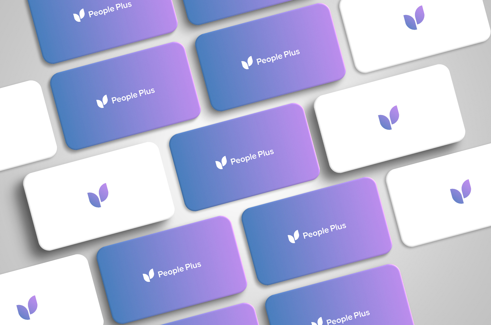 Logo and Branding-PeoplePlus 3d billboard blue branding employee card flyer gradient hiring logo hr company hr logo id card logo design people logo poster design purple search logo social media software stationery design streamer design