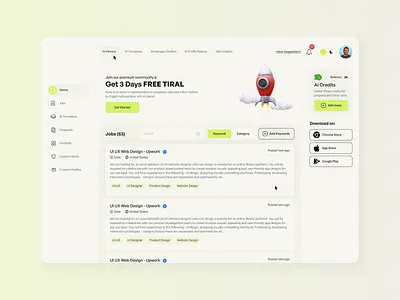 Job Search Board Web App - Upwork AI Jobs 2024 web app design design figma job application job board job finder job listing job portal job search web app job seeker latest web app design ui ui design ui ux upwork concept ux ux design web app design web app ui
