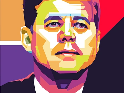 John F kenedy pop art portrait america art cartoon design figure illustration inspirational jfk pop art president vector wpap