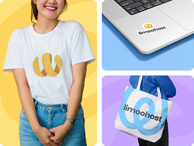 Limoo Host Visual Identity bag branding colorful host hosting lemon logo mockup shirt sticker
