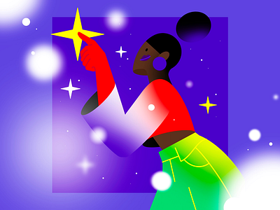 Starlight Embrace blur challenge character character design cold colorful design drawthisinyourstyle dream dtiys girl graphic illustration minimal procreate snow star trendy winter woman
