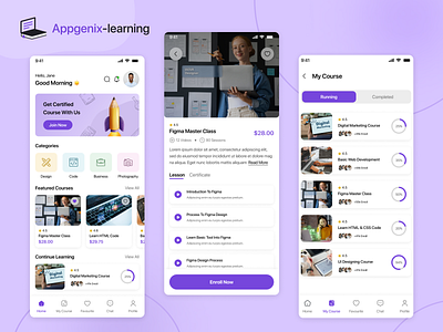 E-learning Mobile App 🎓 animation app appdesign application e learn education figma learn learning uiux websitedesign