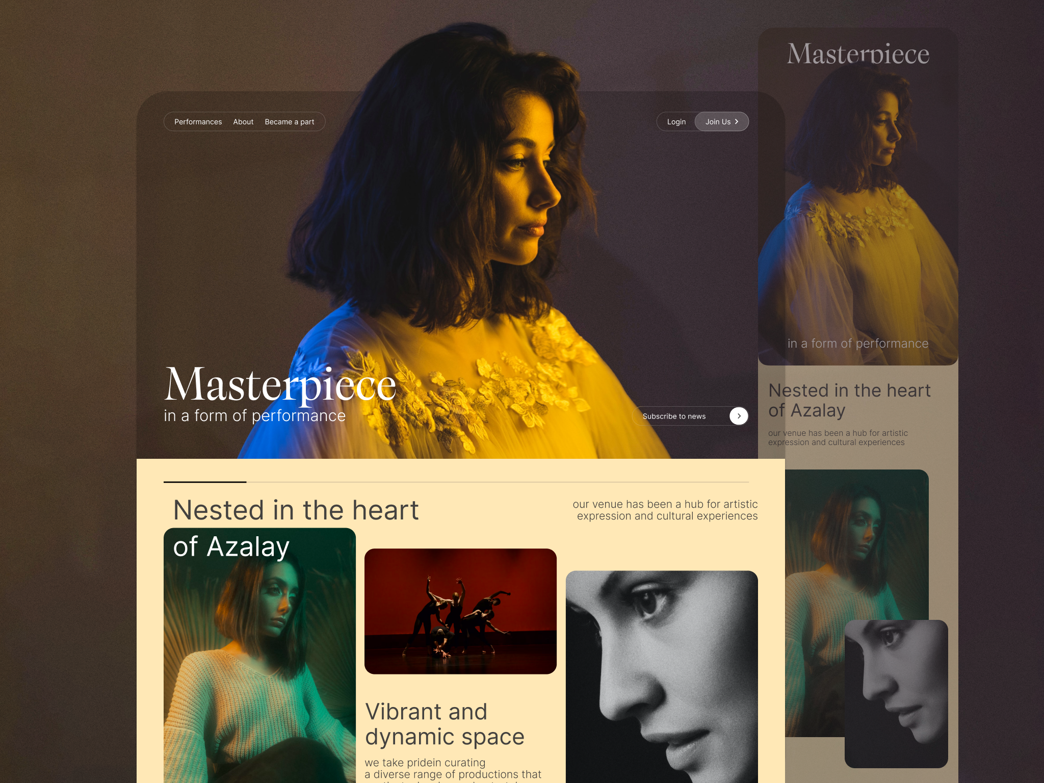 Theater Site Concept concept design emotions feelings interface site theater ui woman