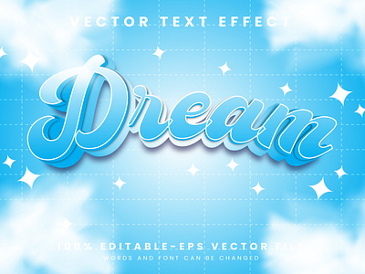 Dream 3d editable text style Template 3d text effect cloudy background destiny dream dream big dream template dream text fantasy font effect freedom graphic design happiness illustration journey modern text motivational nightmares passion peace vector text mockup