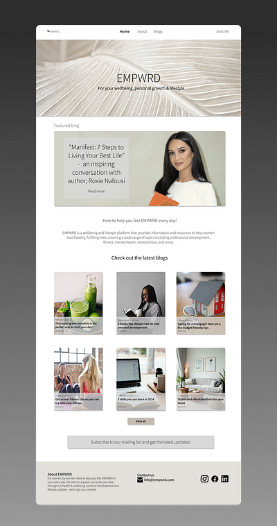 Women's Lifestyle Blog - Landing Page blog design daily ui design homepage landing page ui website