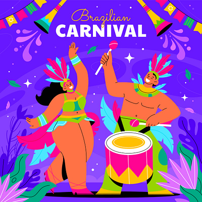 Brazilian Carnival braziliancarnival dancers flat graphic design illustration people vector