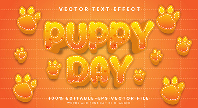 Puppy Day 3d editable text style Template 3d text effect animal font animal pattern animal world baby bear background celebration children cute animal cute background cute puppy decoration domestic animals graphic design kids font pet day puppies puppy day text vector text mockup wildlife