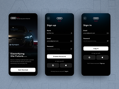 Audi App Onboarding UI app designexploration ui