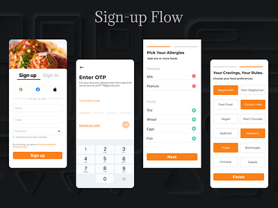 📱Signup Flow Insights - In a food app 🍕 app design figma foodapp foodapp ui mobile screens screens signin signup signupflow ui uiux ux